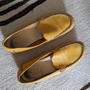 Yellow leather loafers